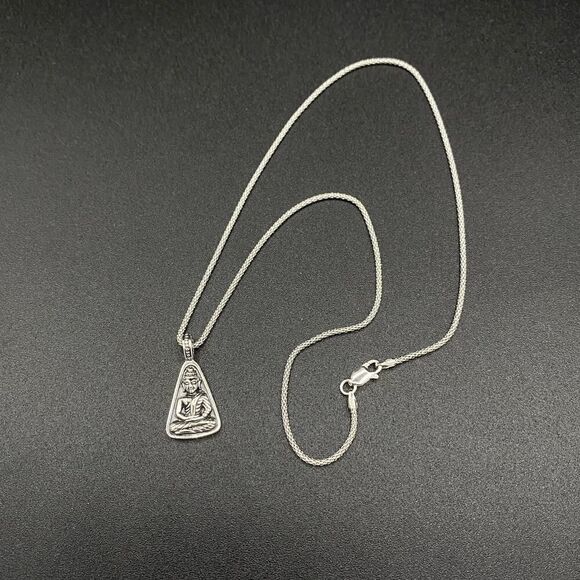 Buddha Sterling Silver Necklace Popcorn Chain - Picture 1 of 4
